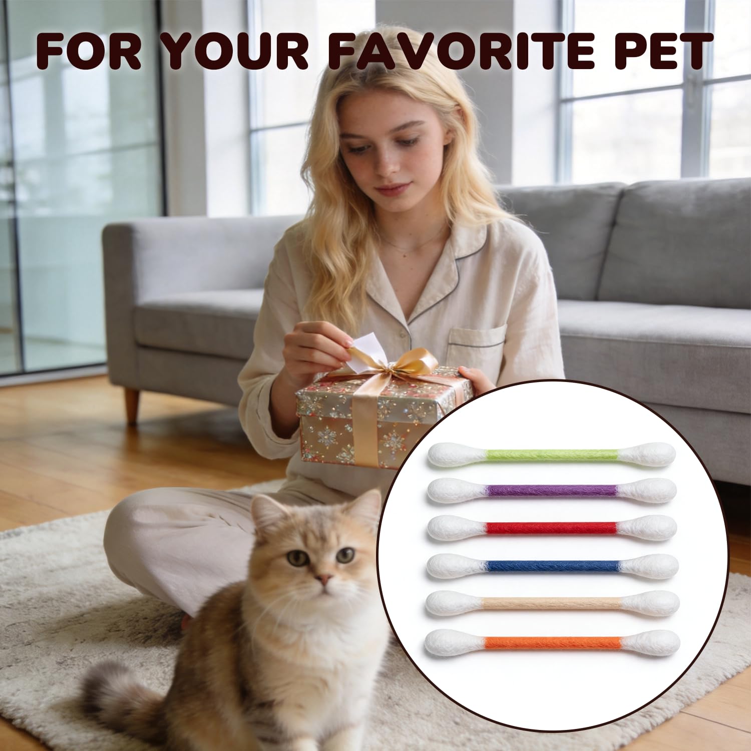 6Pack Cotton Swabs Cat Toys With Catnip