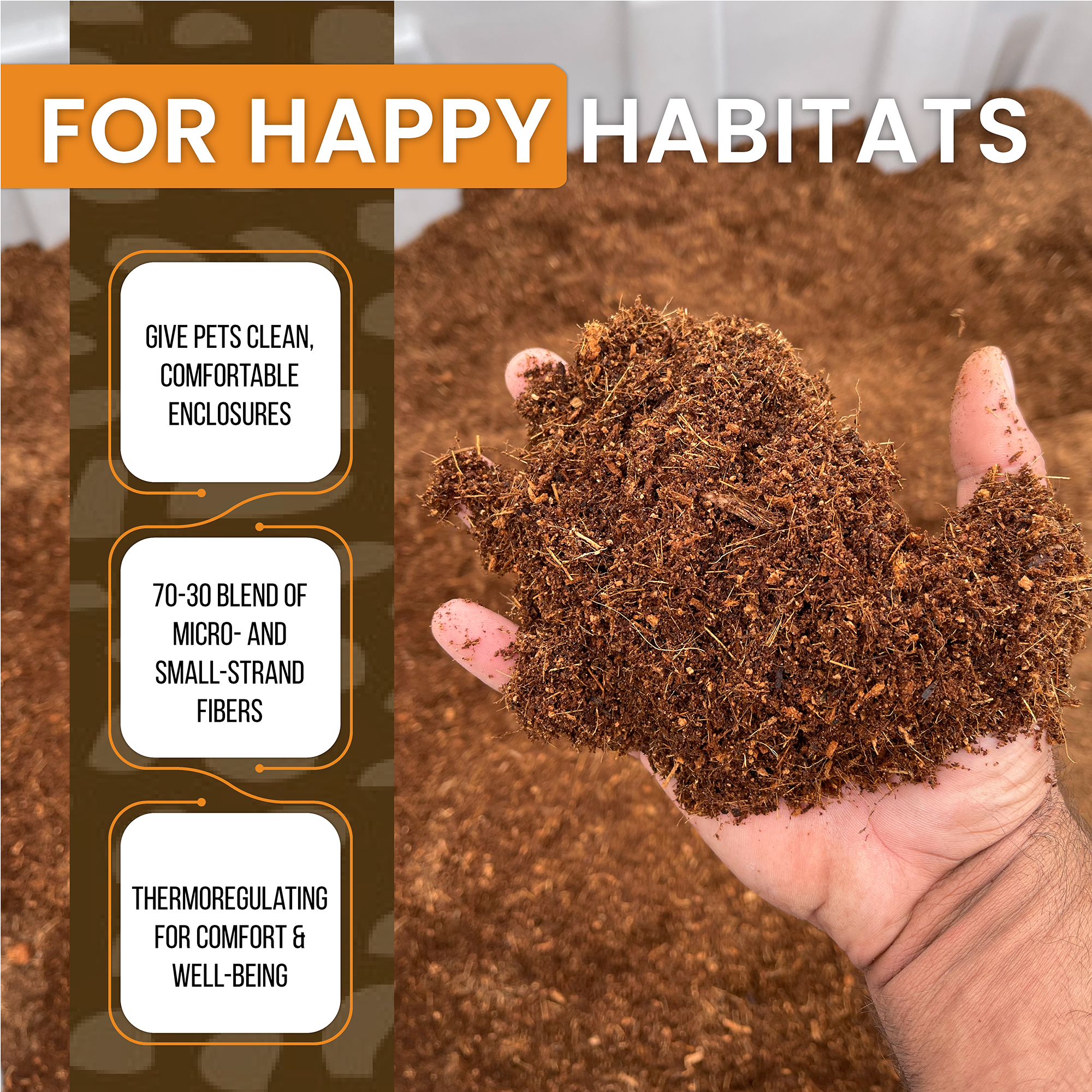 Fine Coconut Fiber Reptile Substrate, Ready to Use