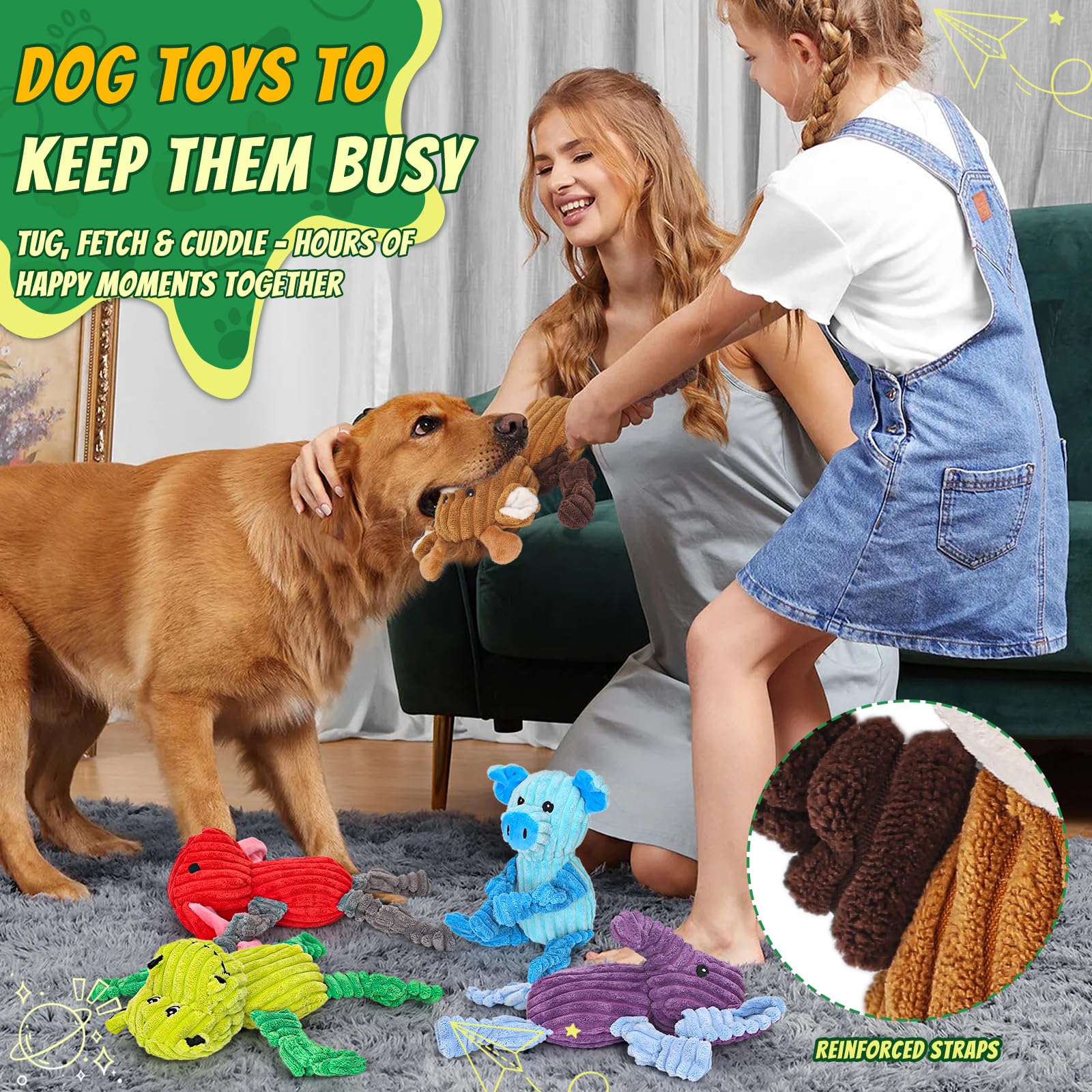 5 Pack Squeaky Dog Toys