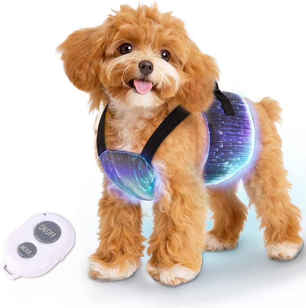 Light Up Fiber Optic Dog Harness with  Remote Control for Small Dogs/ Cats