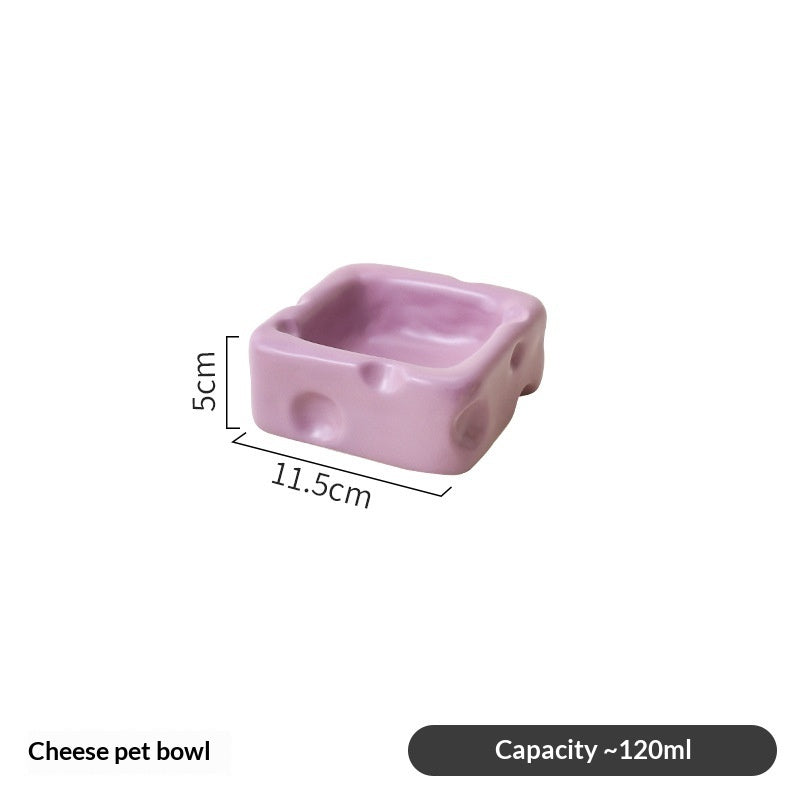 Cheese-shaped Ceramic Bowl Cute Cat Food Dish