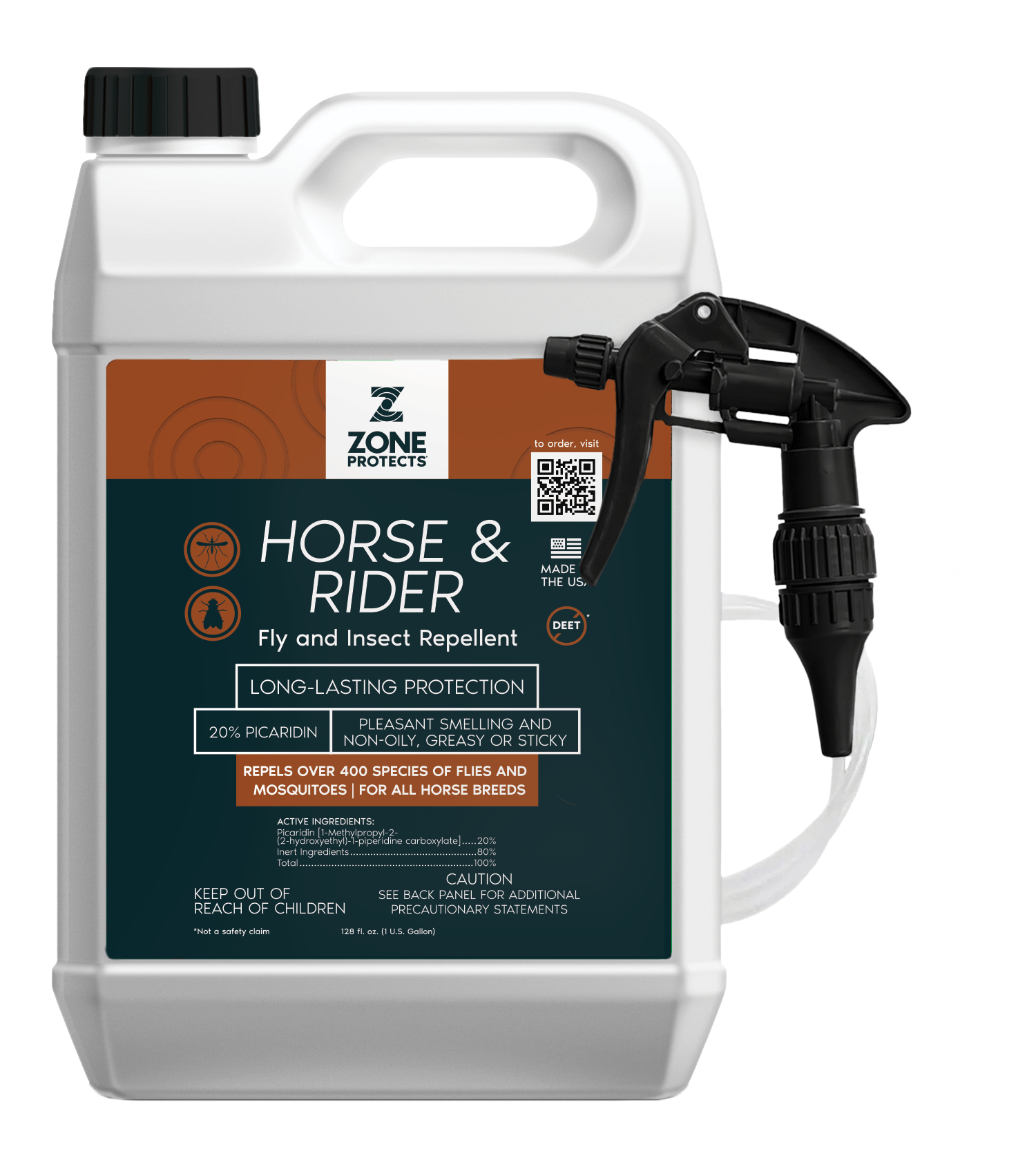Horse & Rider Fly & Insect Repellent Spray, Gallon w/ Trigger Sprayer