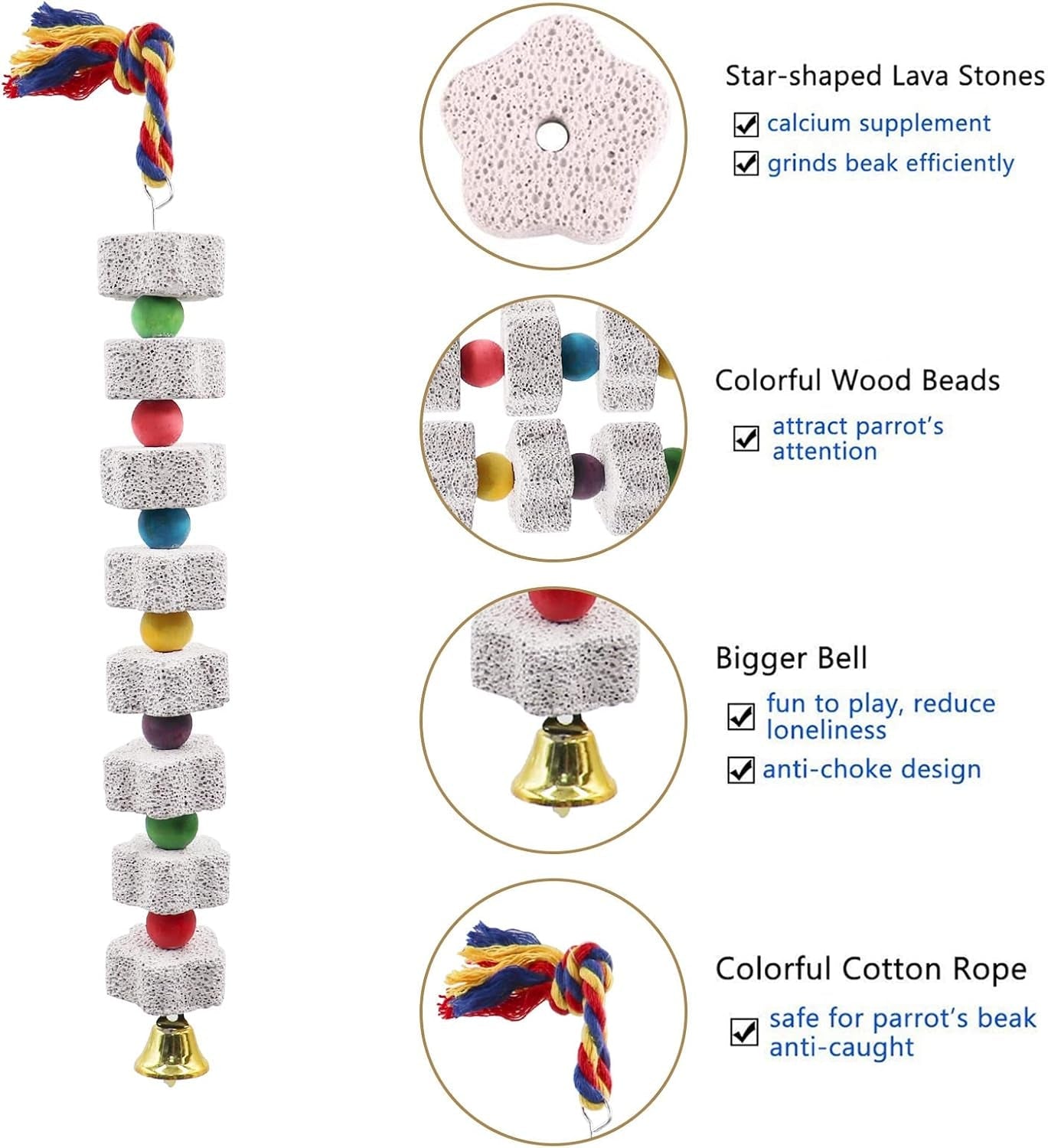 2 Pack  Calcium Toy Blocks for Birds