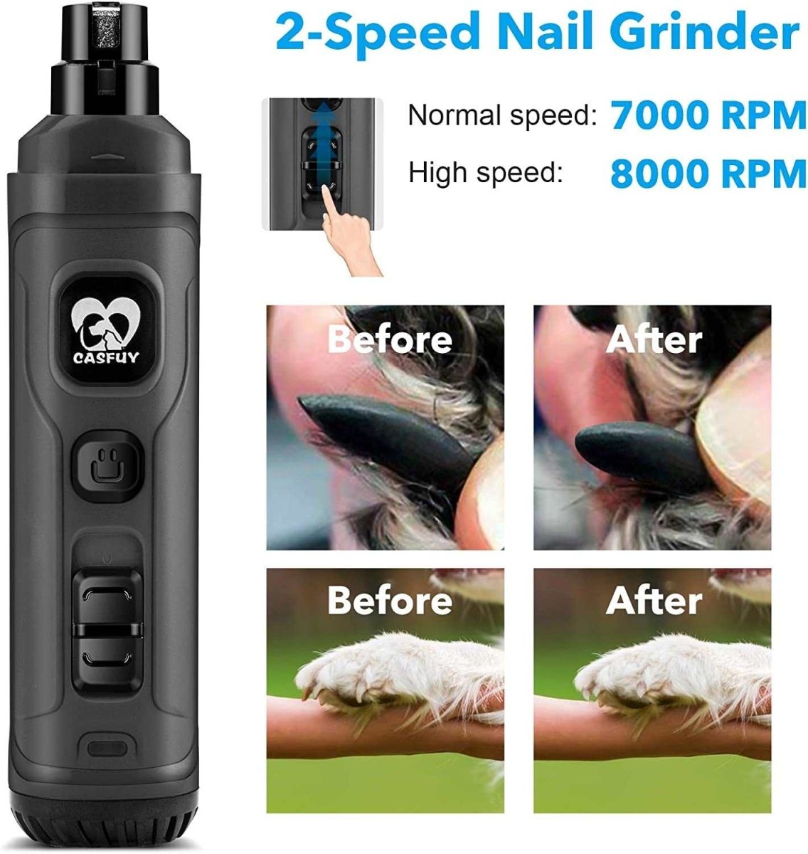 Dog nail Grinder with 2 LED Light