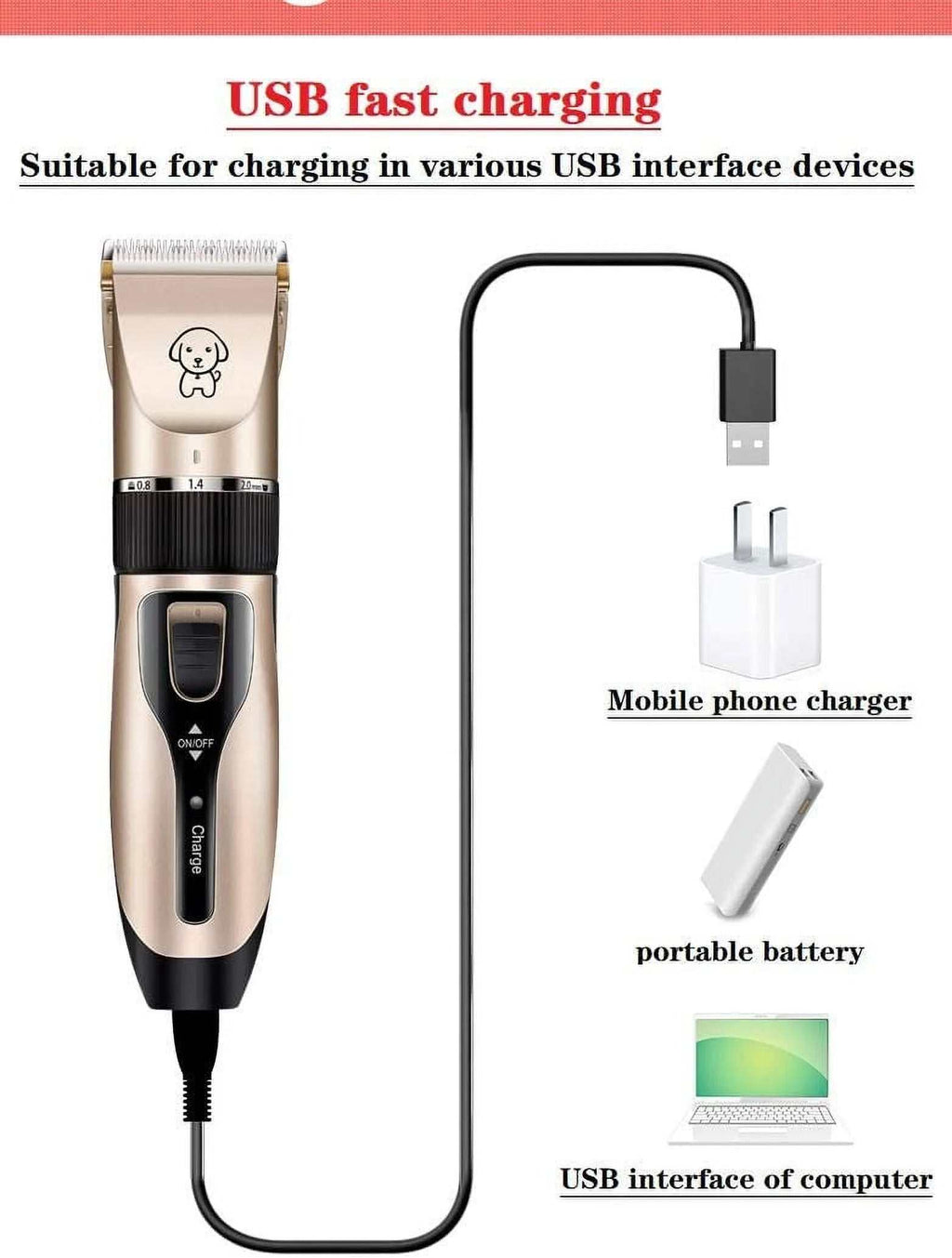 Rechargeable Low Noise Dog Clippers