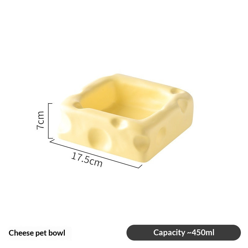 Cheese-shaped Ceramic Bowl Cute Cat Food Dish