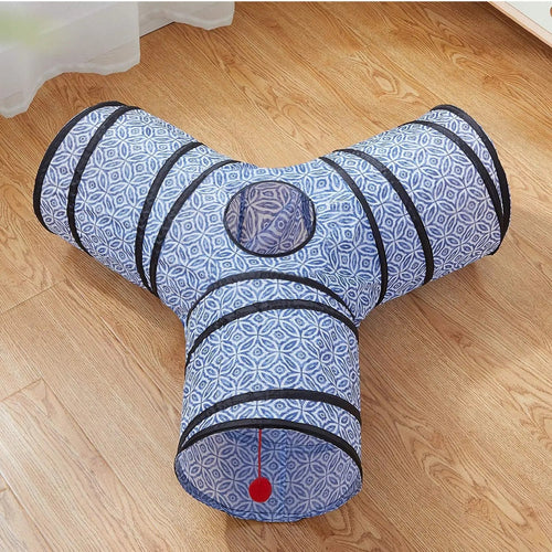 3-Way Collapsible Tunnel with Ball & Peek Hole for Cats & Kittens