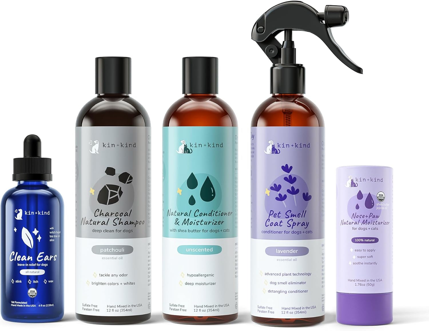 Charcoal Dog Grooming Bundle - Natural Shampoo Conditioner Skin Coat Care