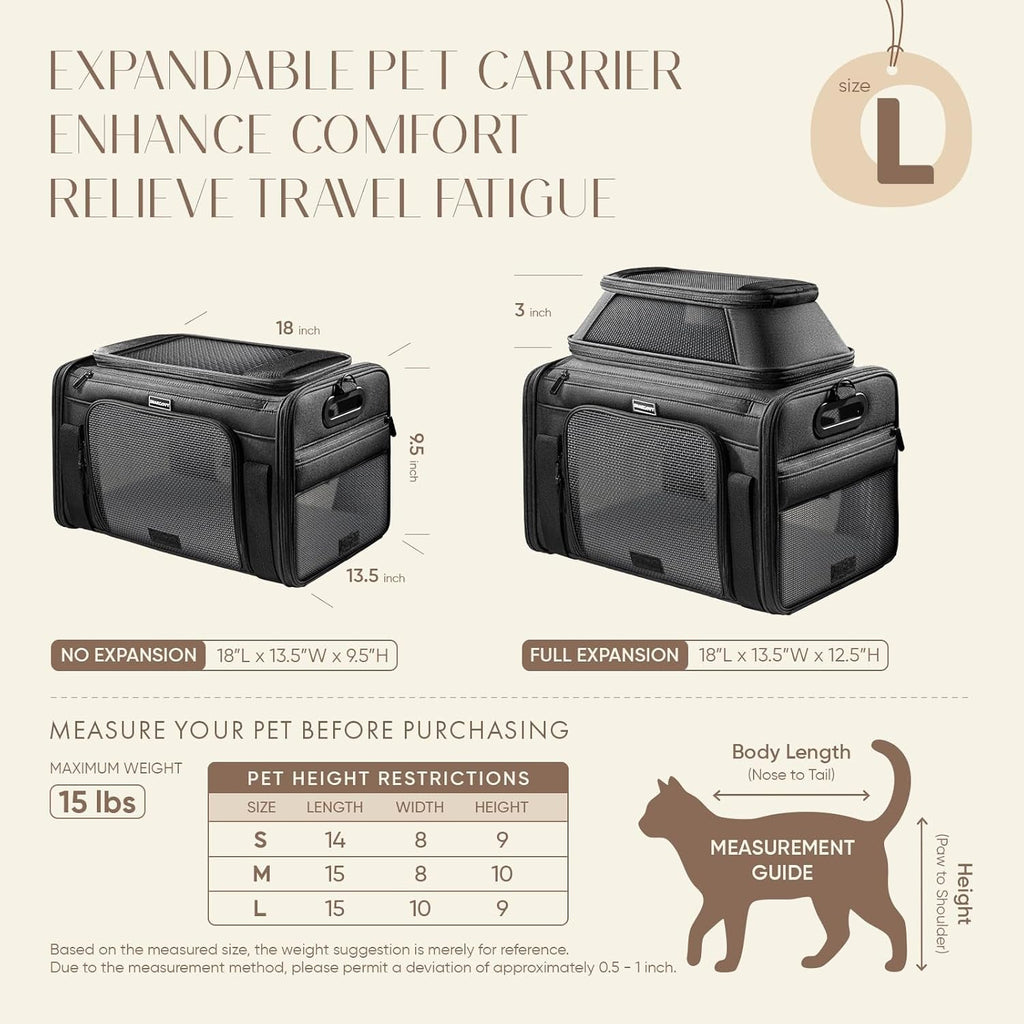 Airline Approved Expandable Carrier for Cats or Small Dogs