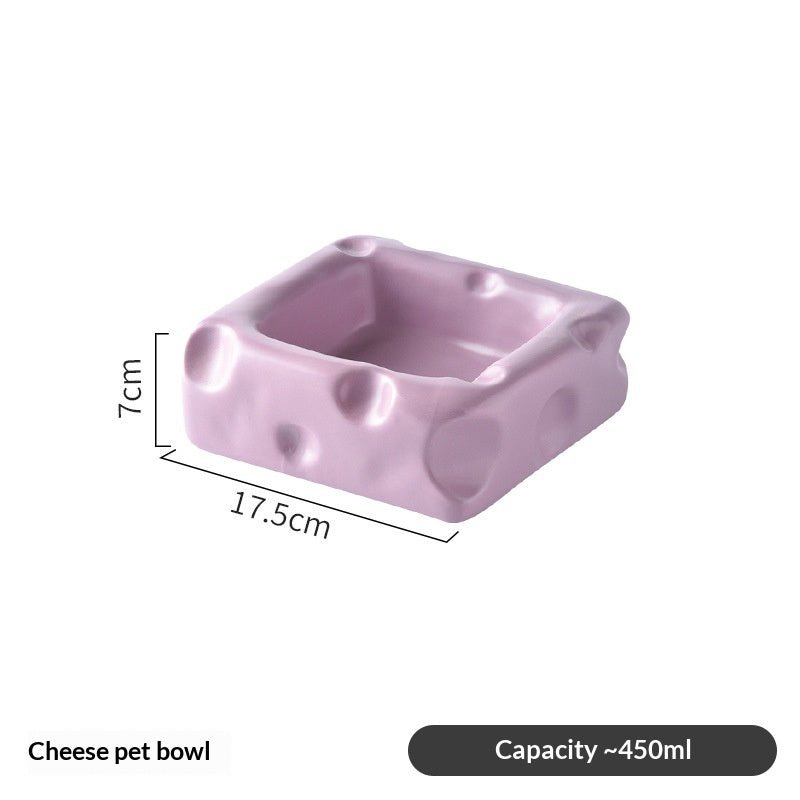 Cheese-shaped Ceramic Bowl Cute Cat Food Dish