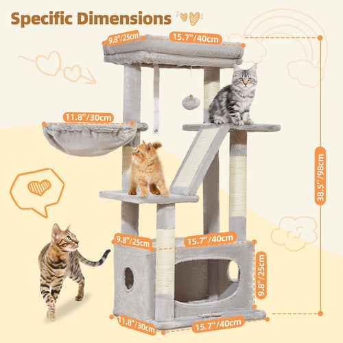 38-Inch Cat Tree with, Hammock & Perch