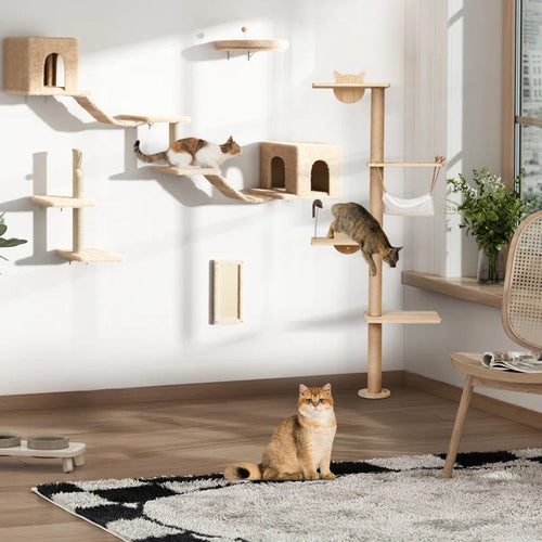 7-Piece Wall-Mounted Climbing Tower for Cats
