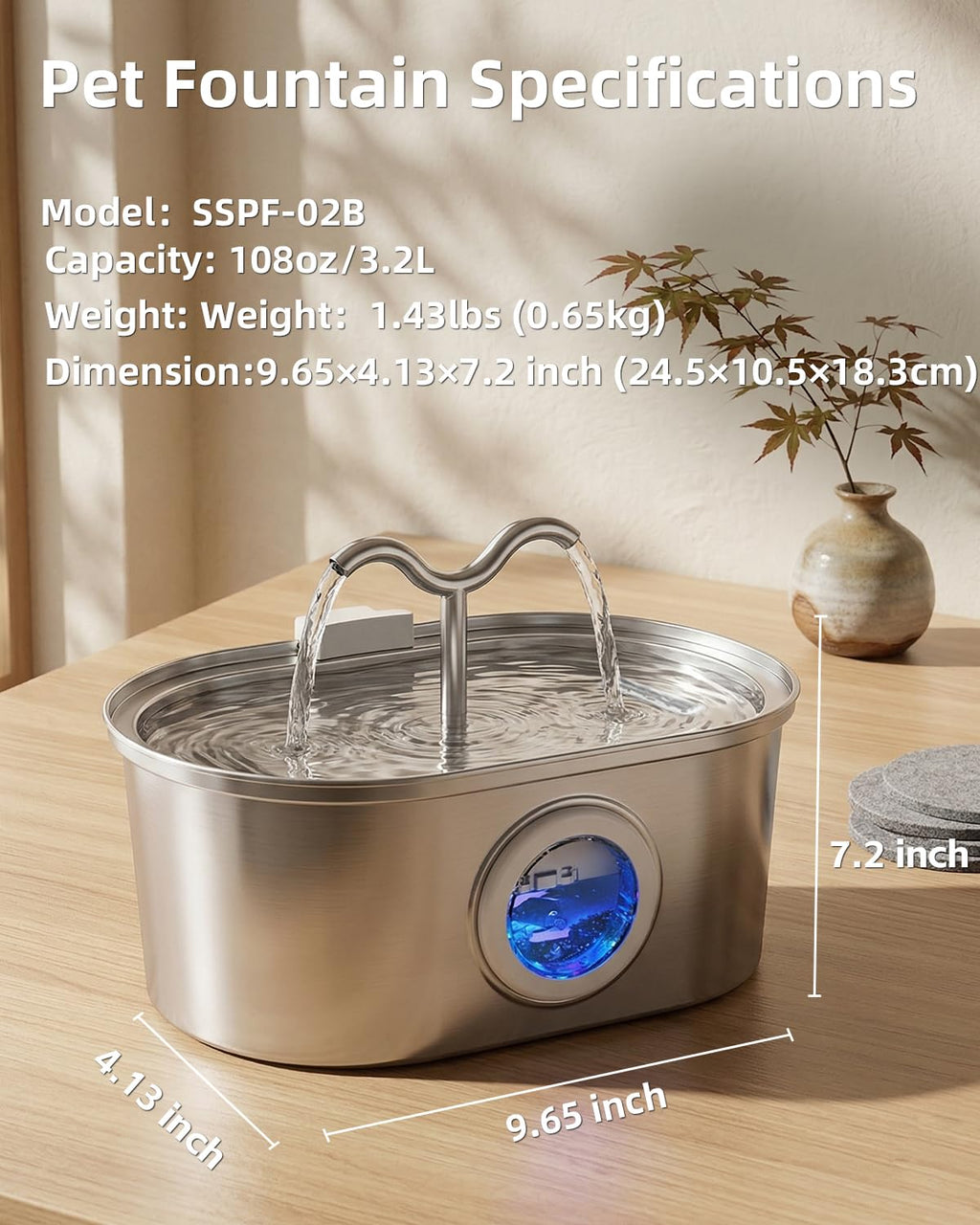 Stainless Steel Cat Water Fountain