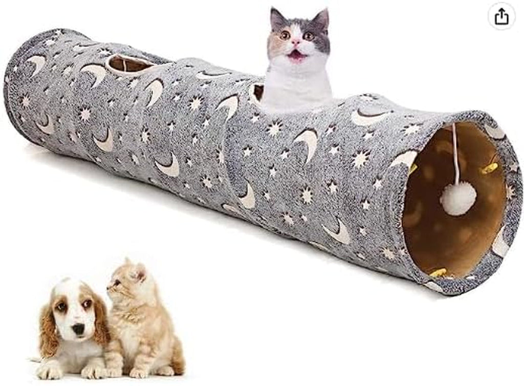Collapsible Cat Tunnel Tube with Plush Ball Toys