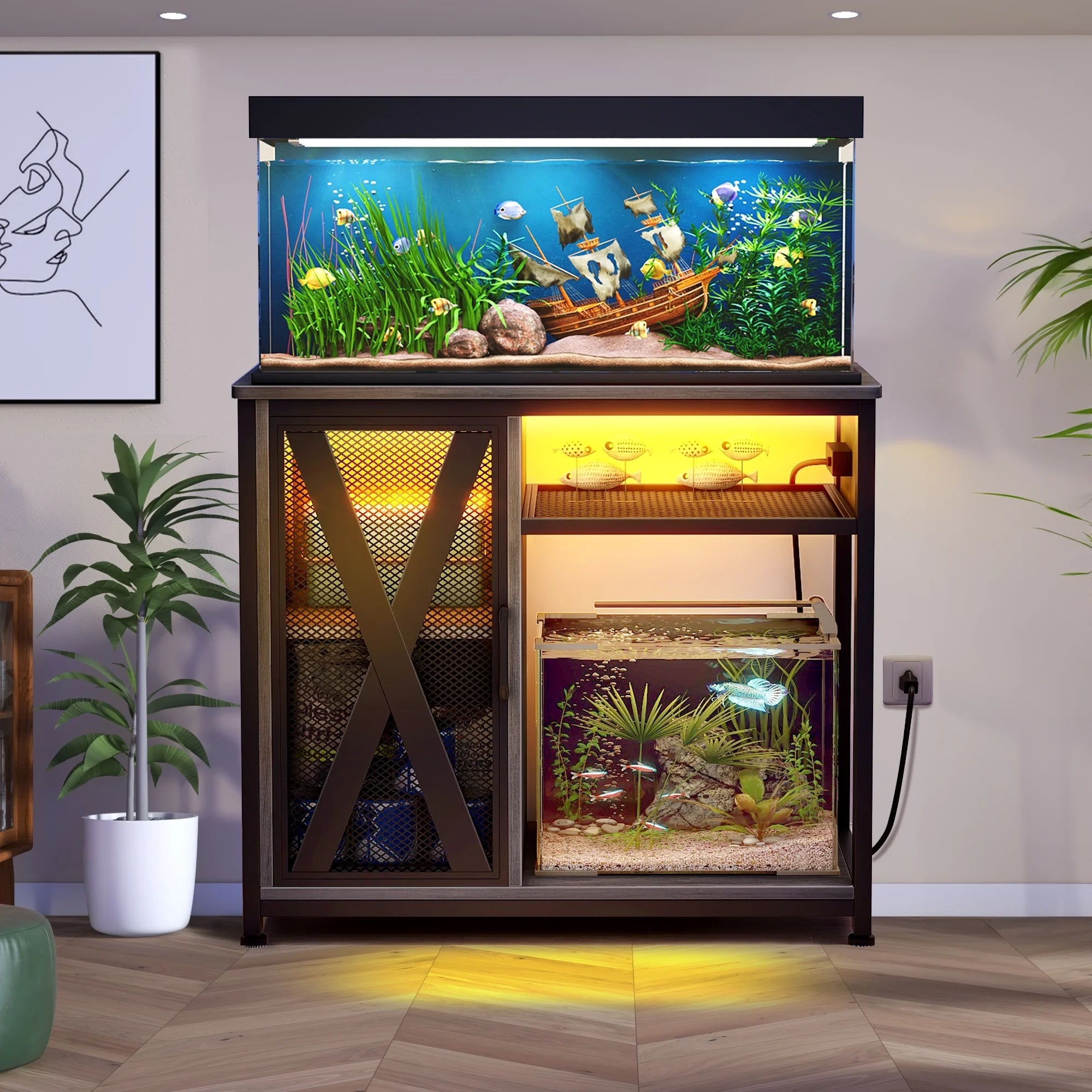 Fish Tank Stand w/ Power Outlets