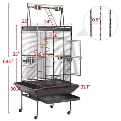 68.5'' H Metal Rolling Bird Cage