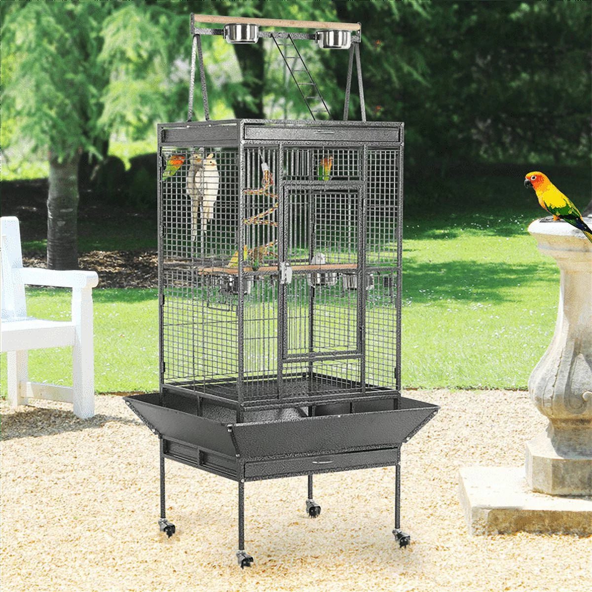 68.5'' H Metal Rolling Bird Cage