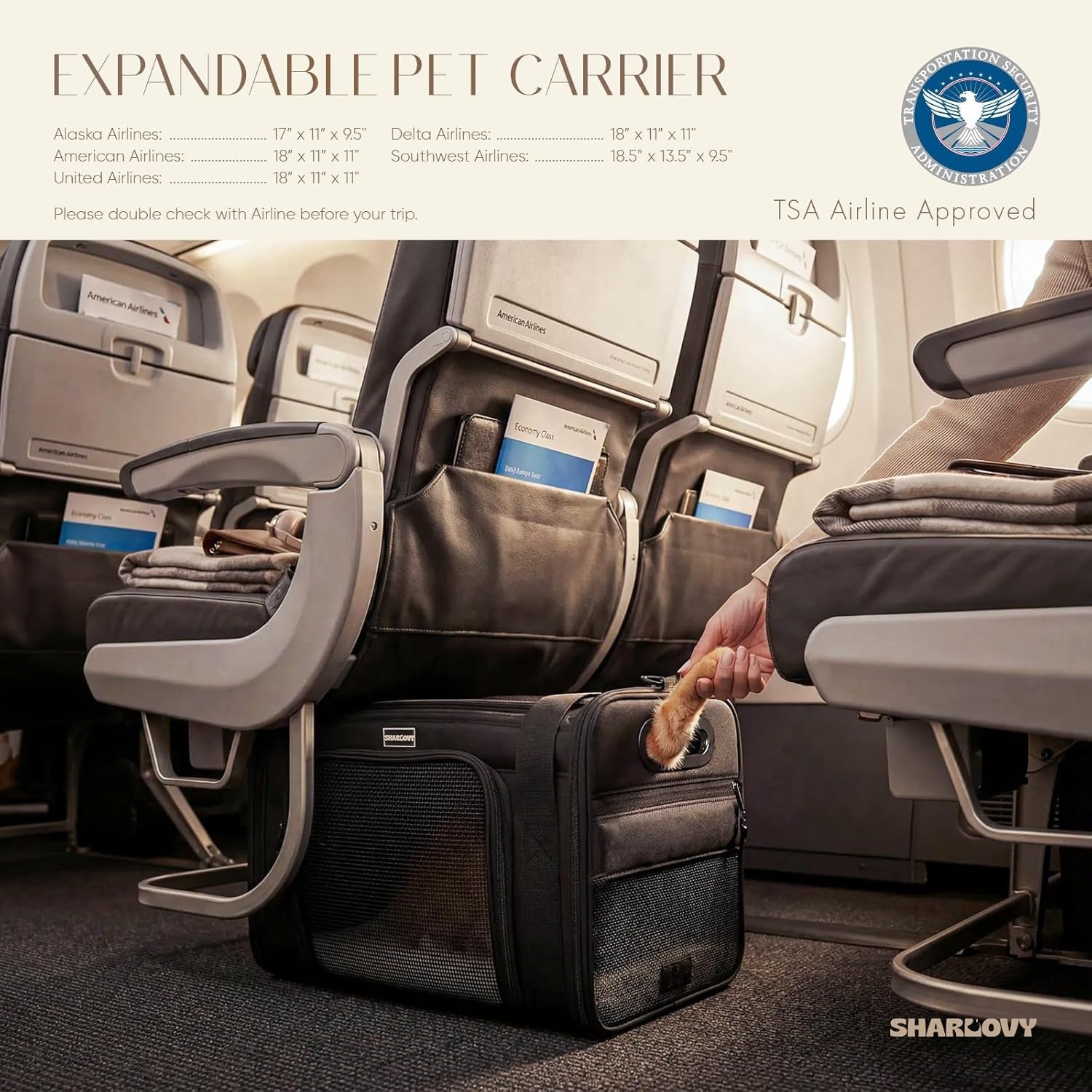 Airline Approved Expandable Carrier for Cats or Small Dogs