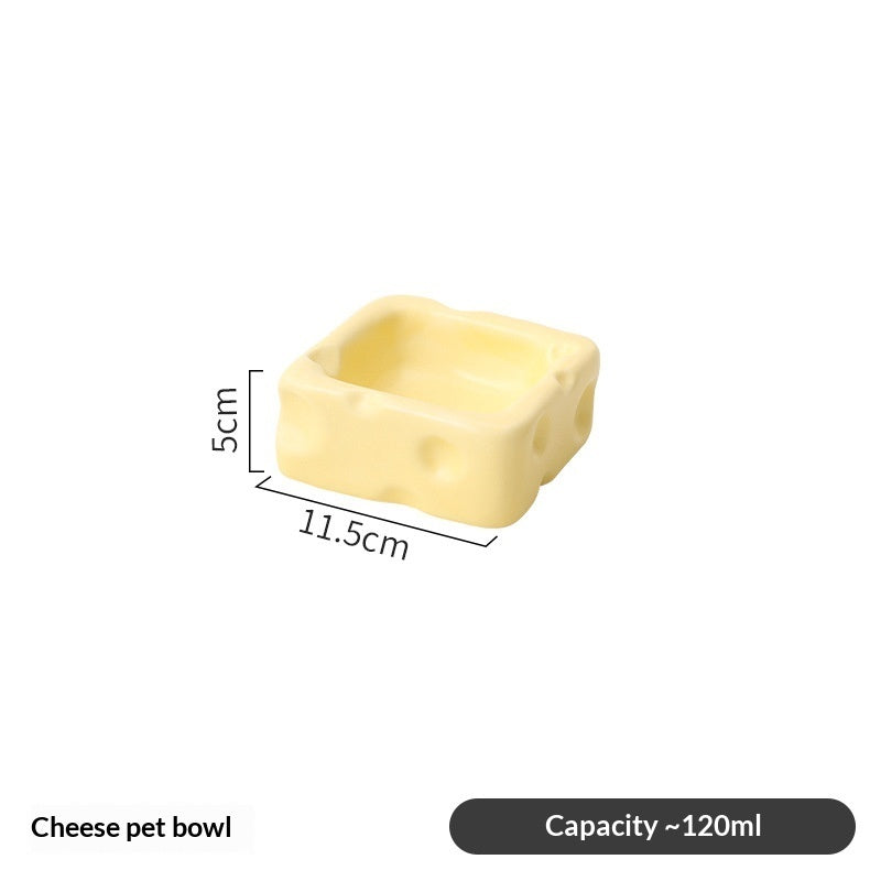 Cheese-shaped Ceramic Bowl Cute Cat Food Dish