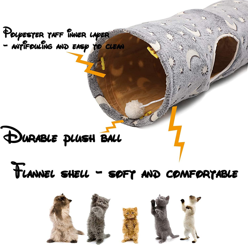 Collapsible Cat Tunnel Tube with Plush Ball Toys