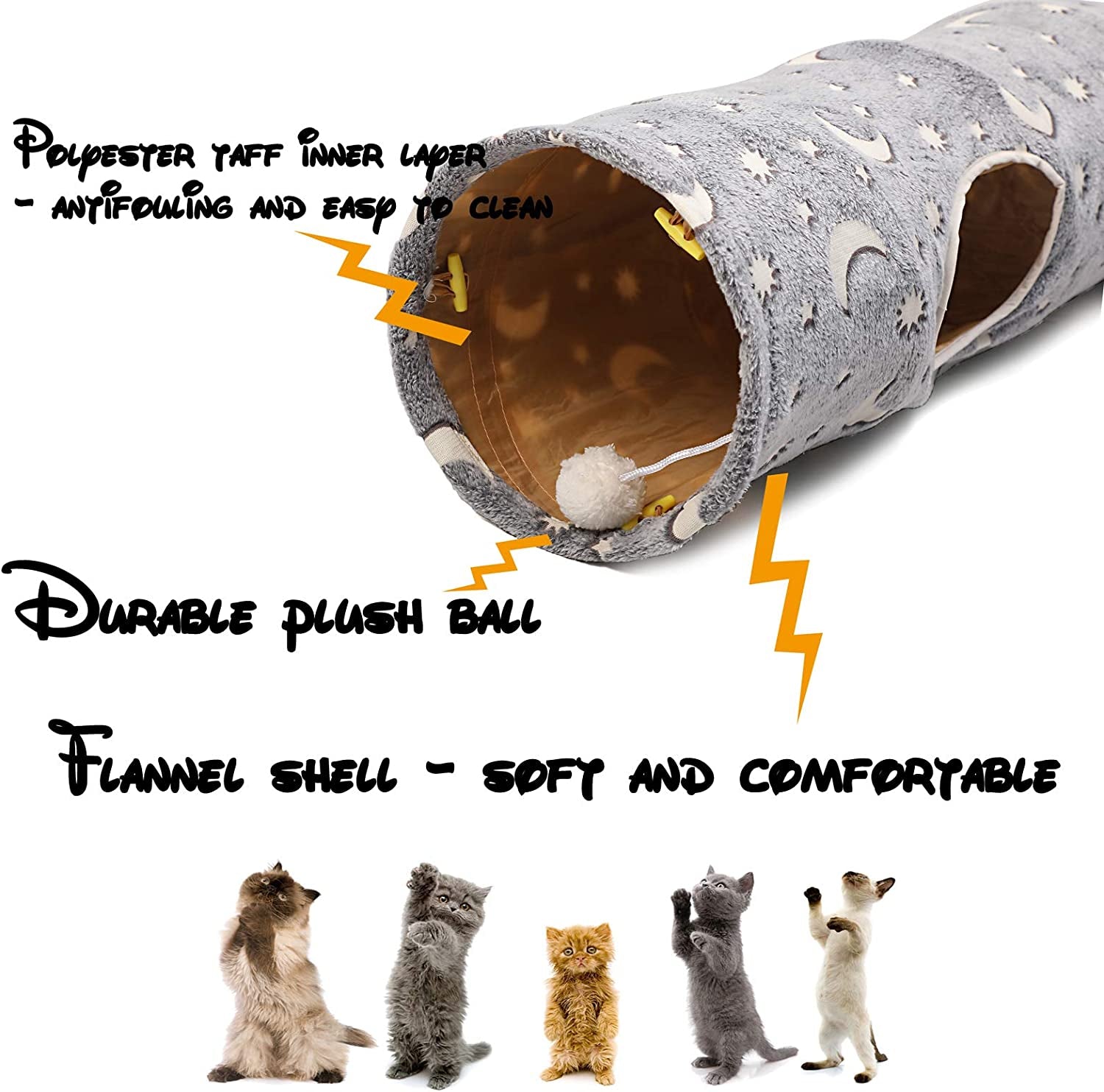 Collapsible Cat Tunnel Tube with Plush Ball Toys