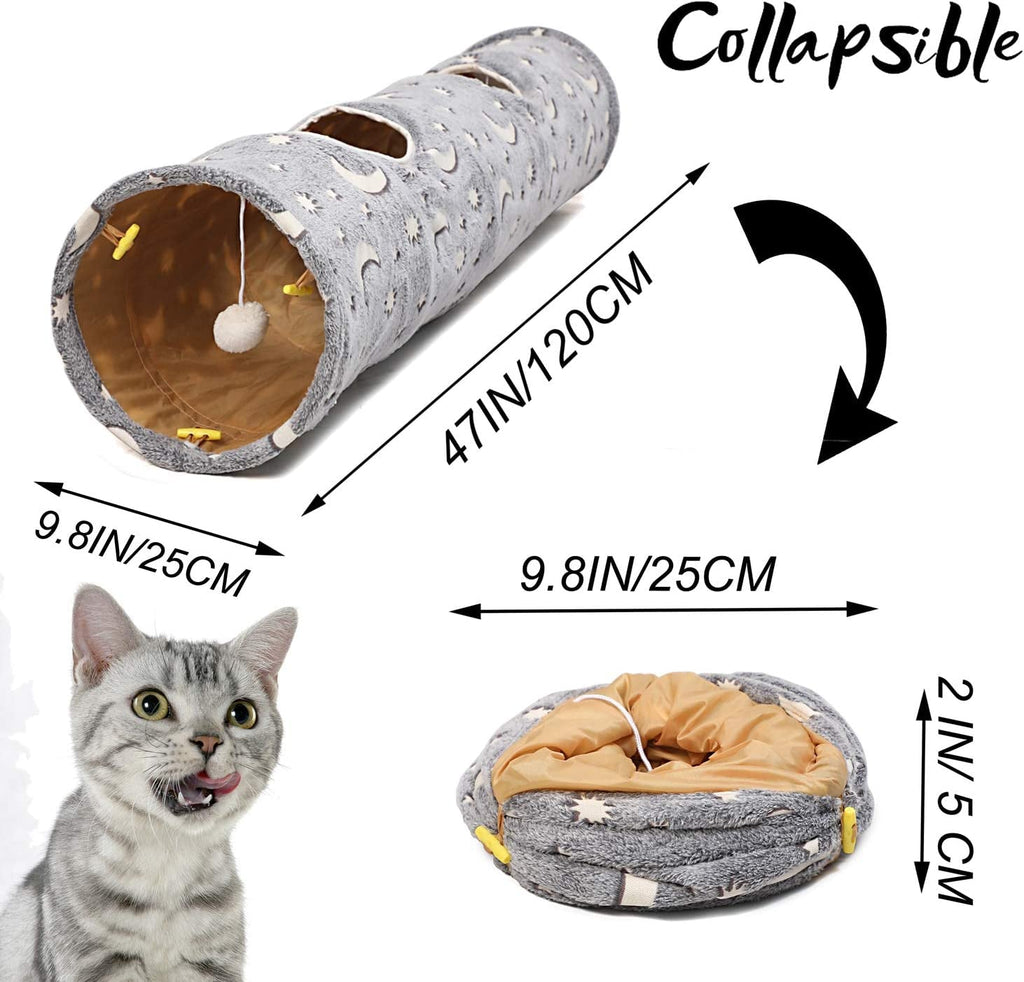 Collapsible Cat Tunnel Tube with Plush Ball Toys