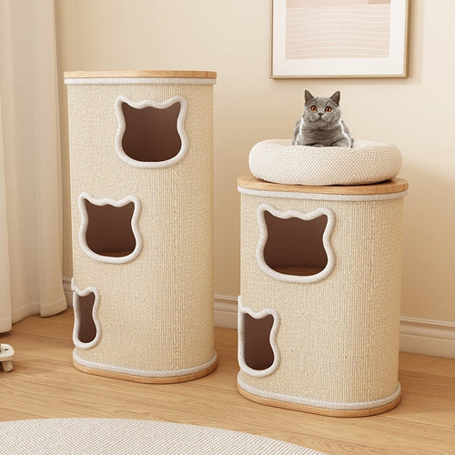 All-in-one Solid Wood Cat Tree
