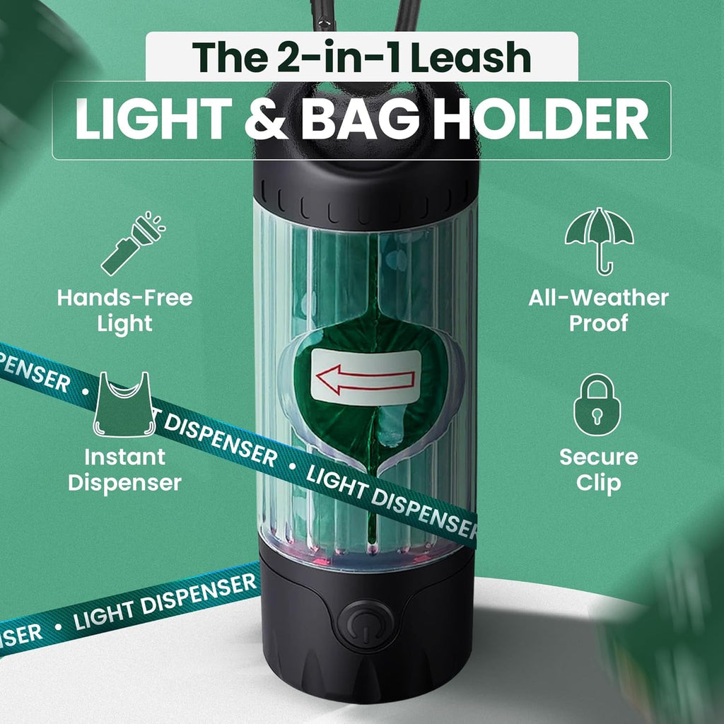 Poop Bag Dispenser with  Rechargeable LED Flashlight/ 45 Bags incl
