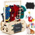 Wooden Storage Organizer with Clothes Rack for Dog Toys and Clothes