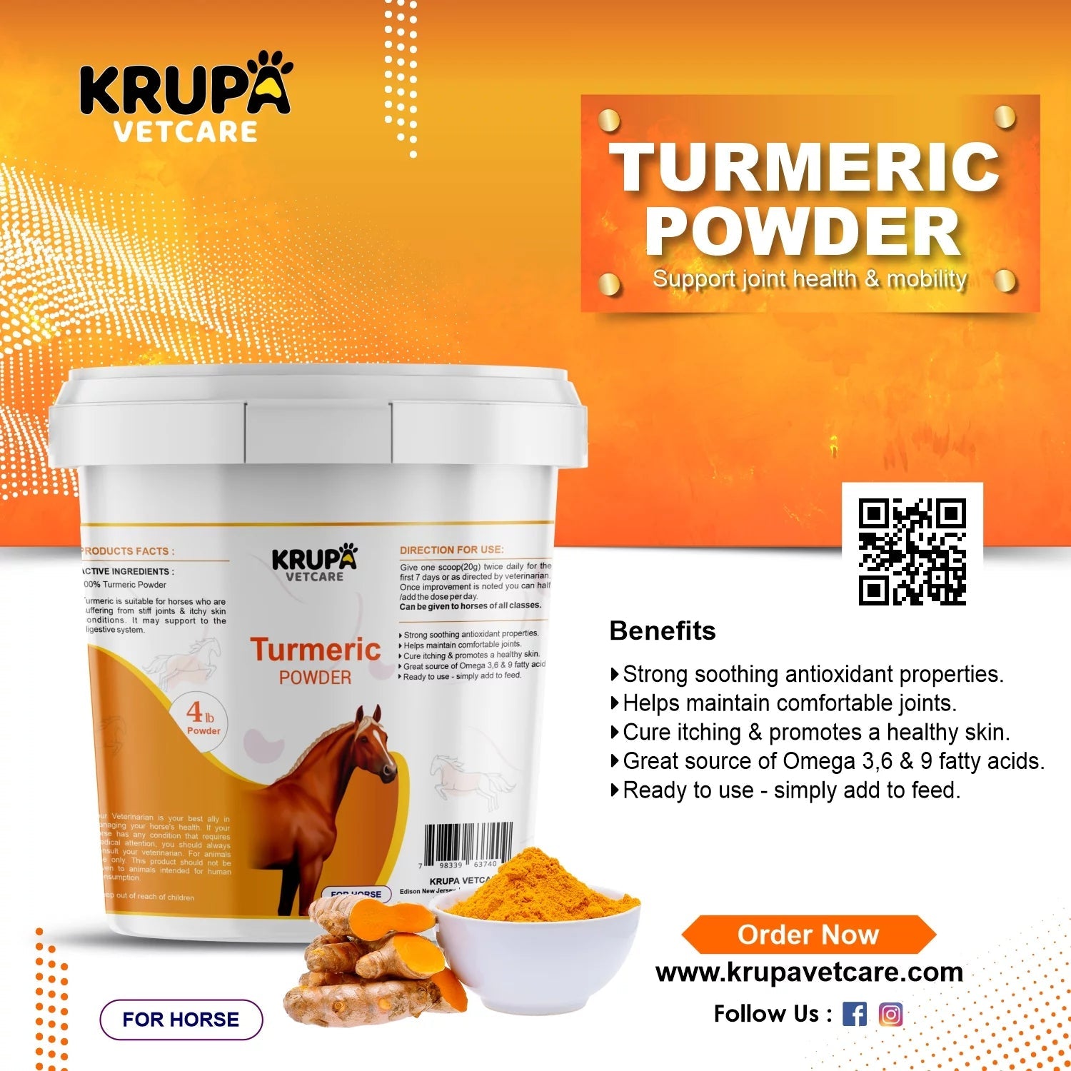Natural Turmeric Powder for Horses