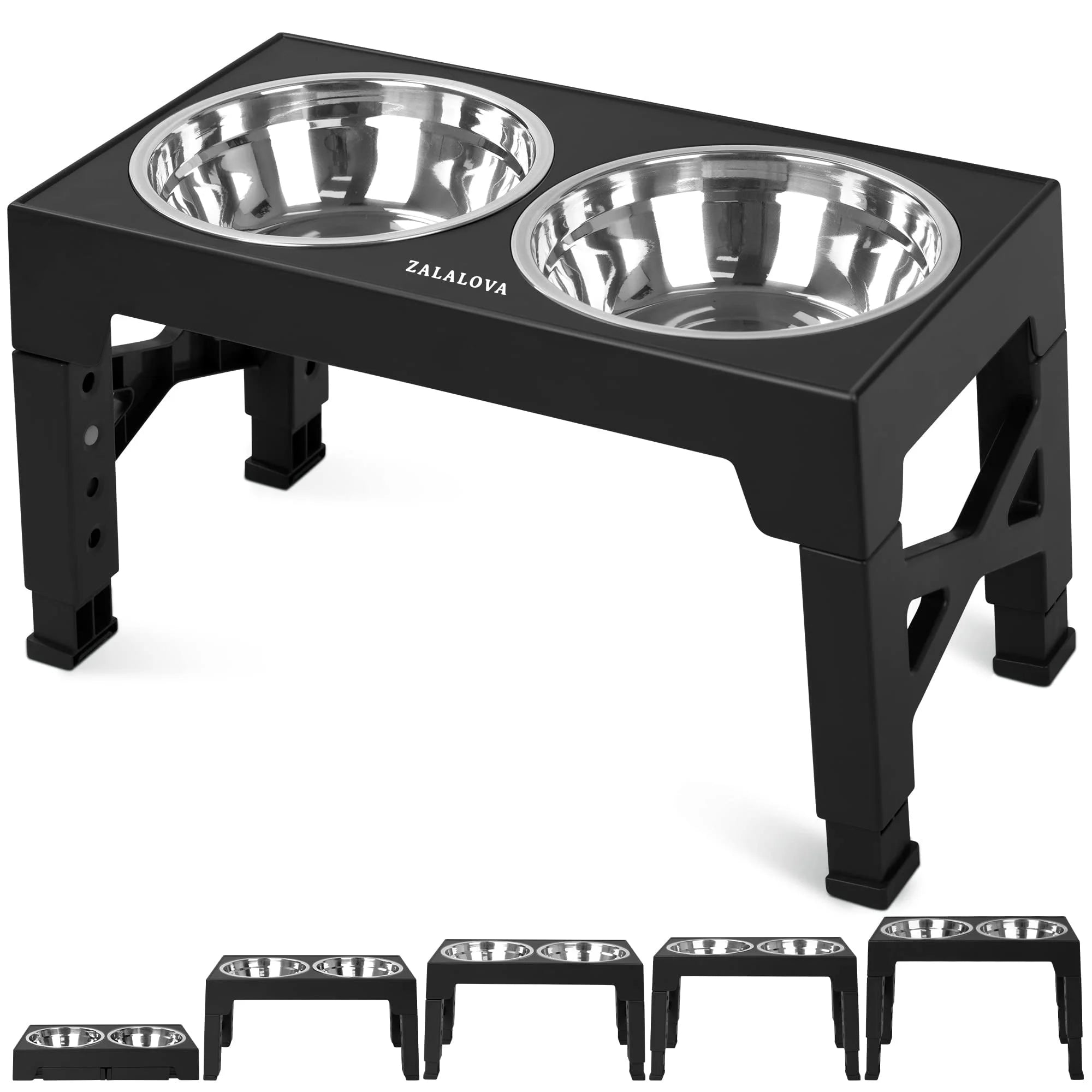 Elevated Dog Bowl Stands w/ Stainless Steel Dishes