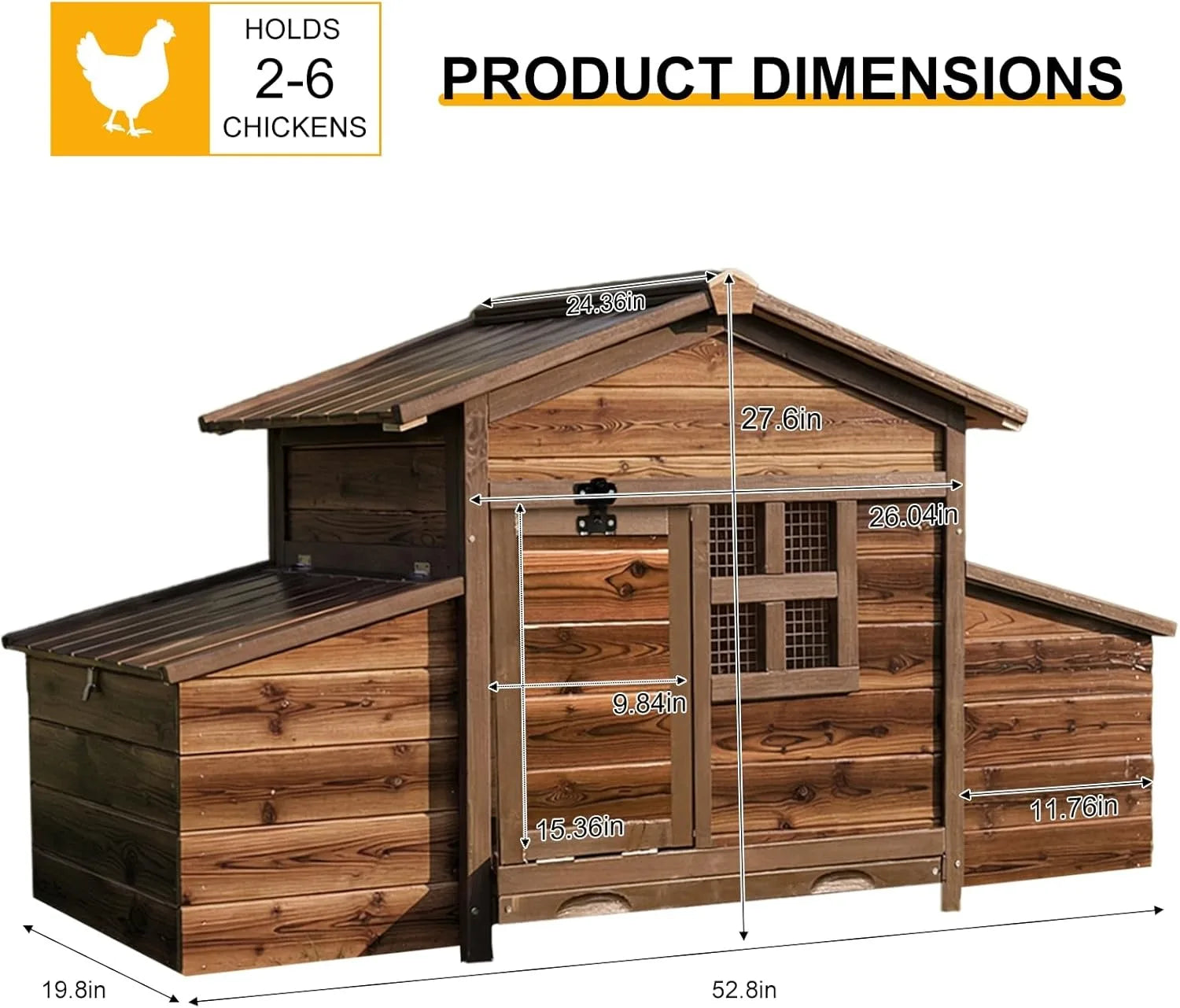 Small Chicken Coop with 2 Nesting Boxes,