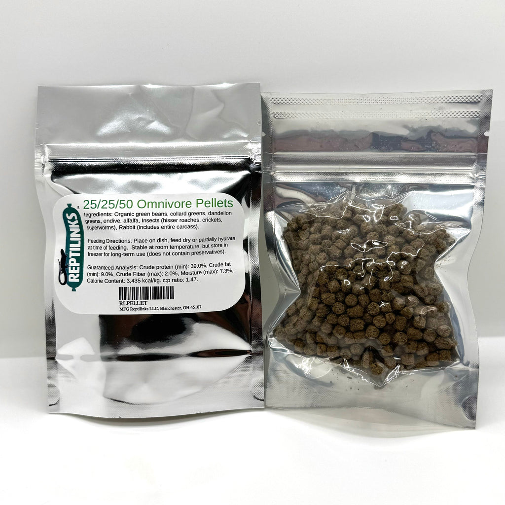 Reptile Pellets - 25/25/50 Omnivore blend + Insects