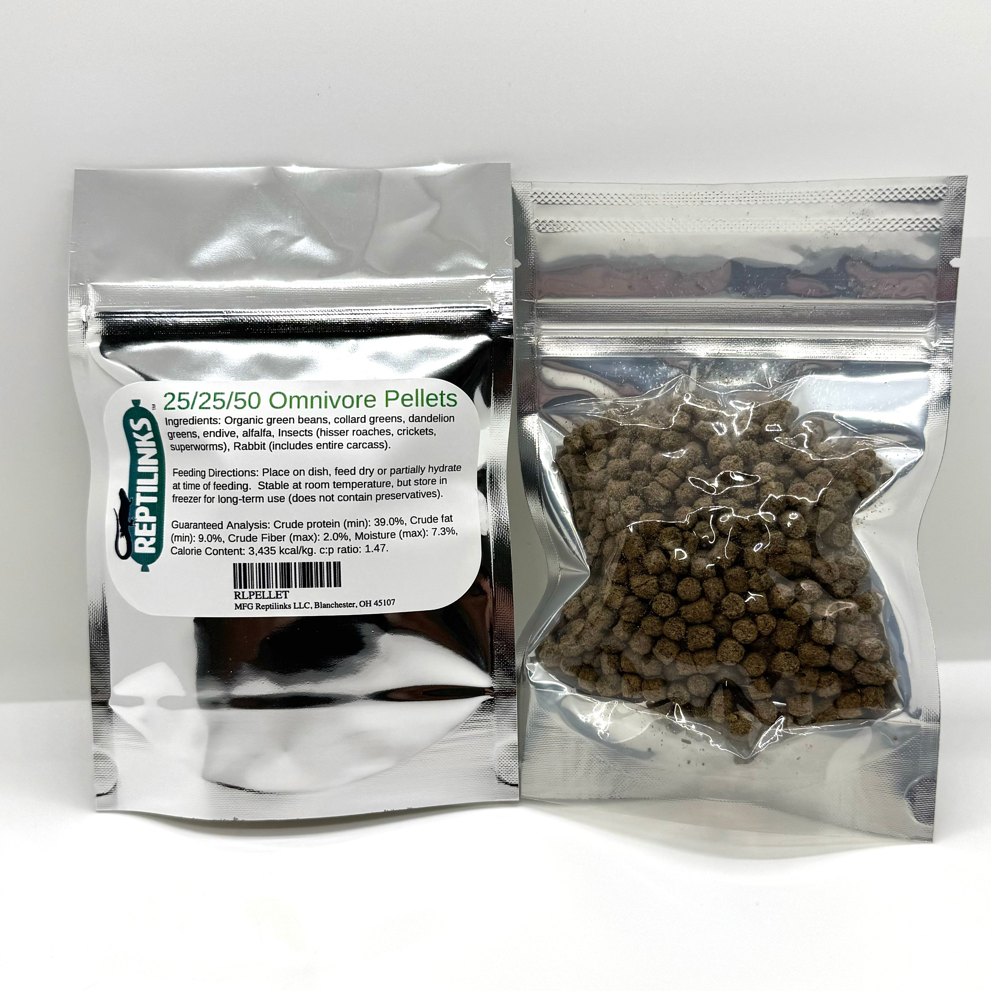 Reptile Pellets - 25/25/50 Omnivore blend + Insects