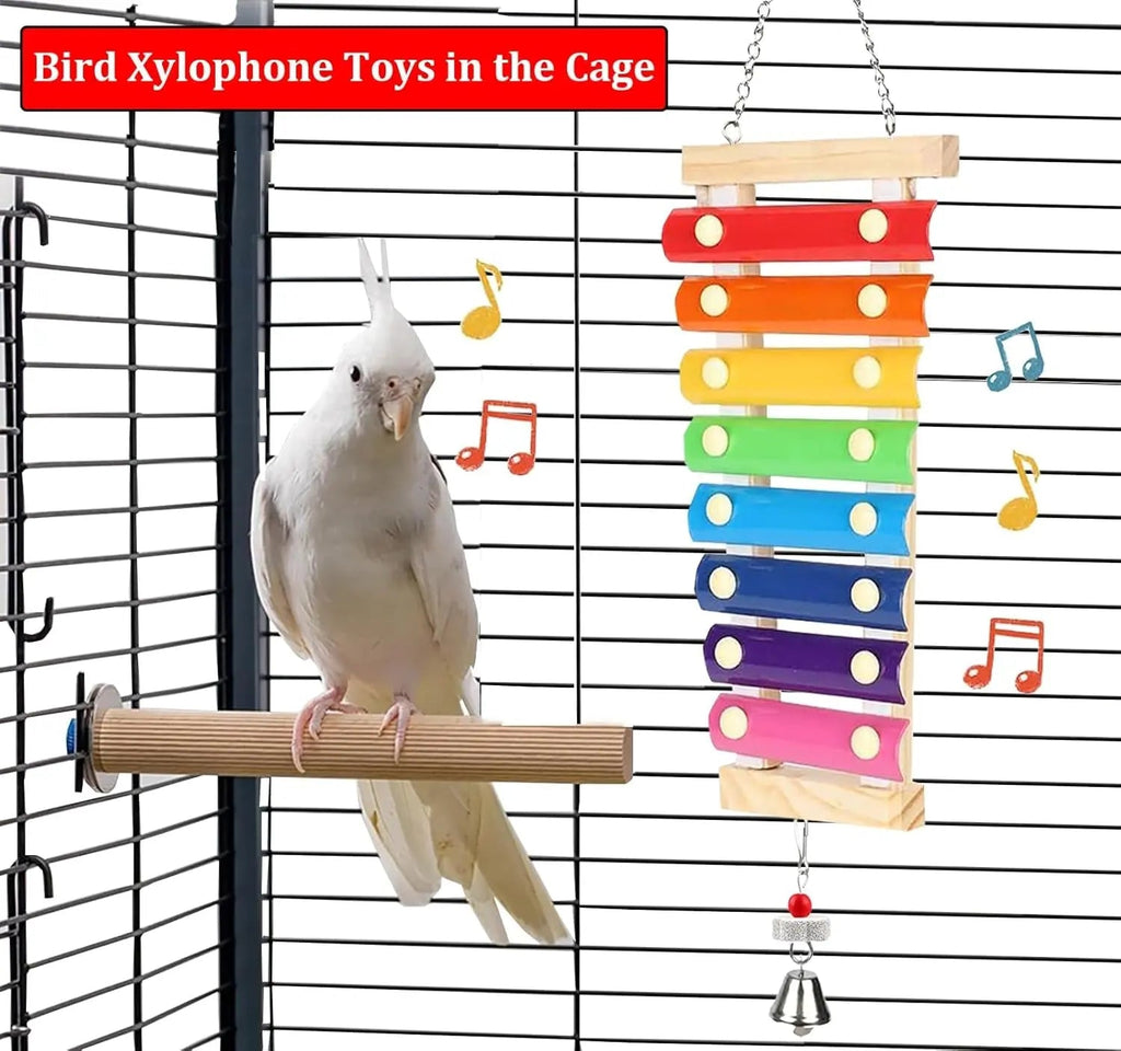 Large Xylophone Toy with Grinding Stone for Birds