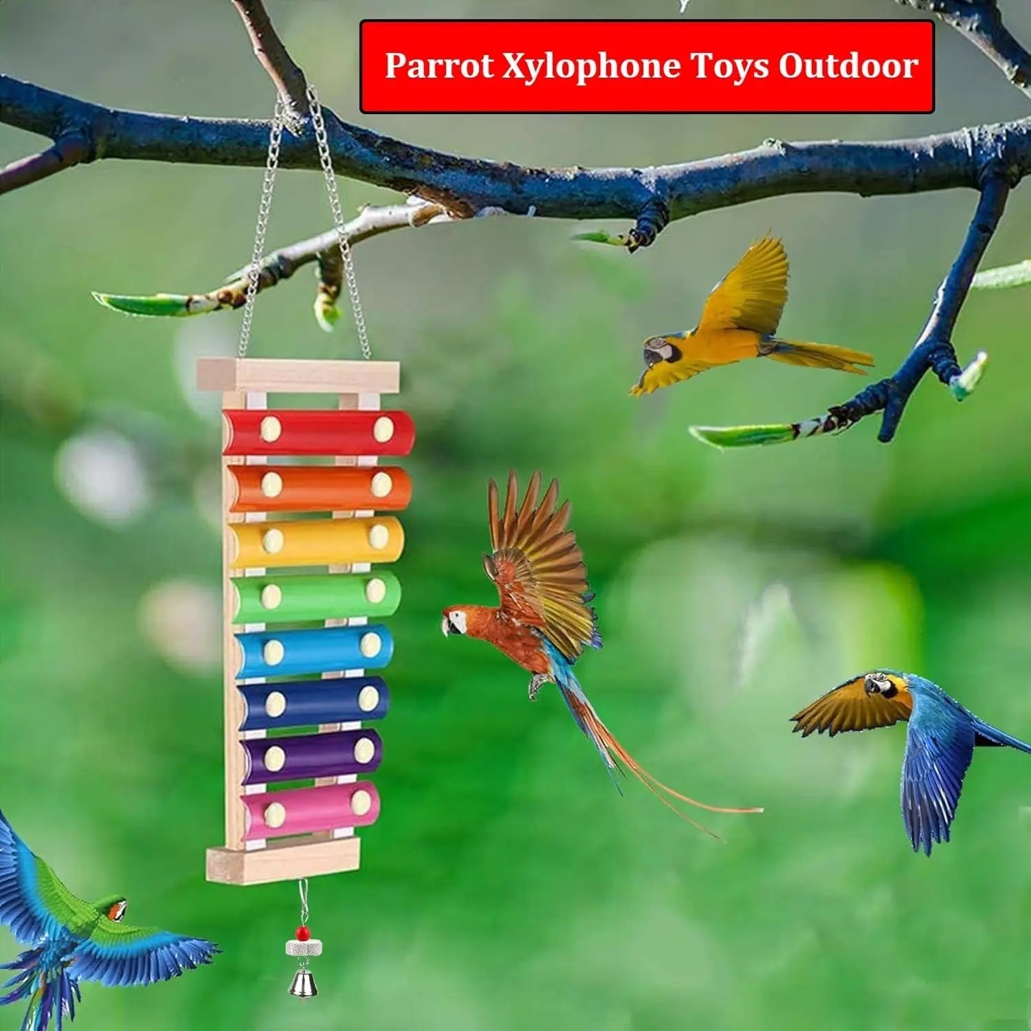 Large Xylophone Toy with Grinding Stone for Birds