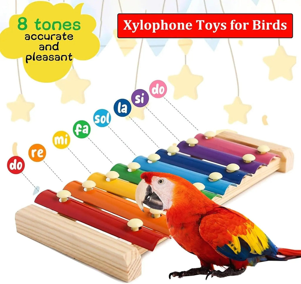 Large Xylophone Toy with Grinding Stone for Birds