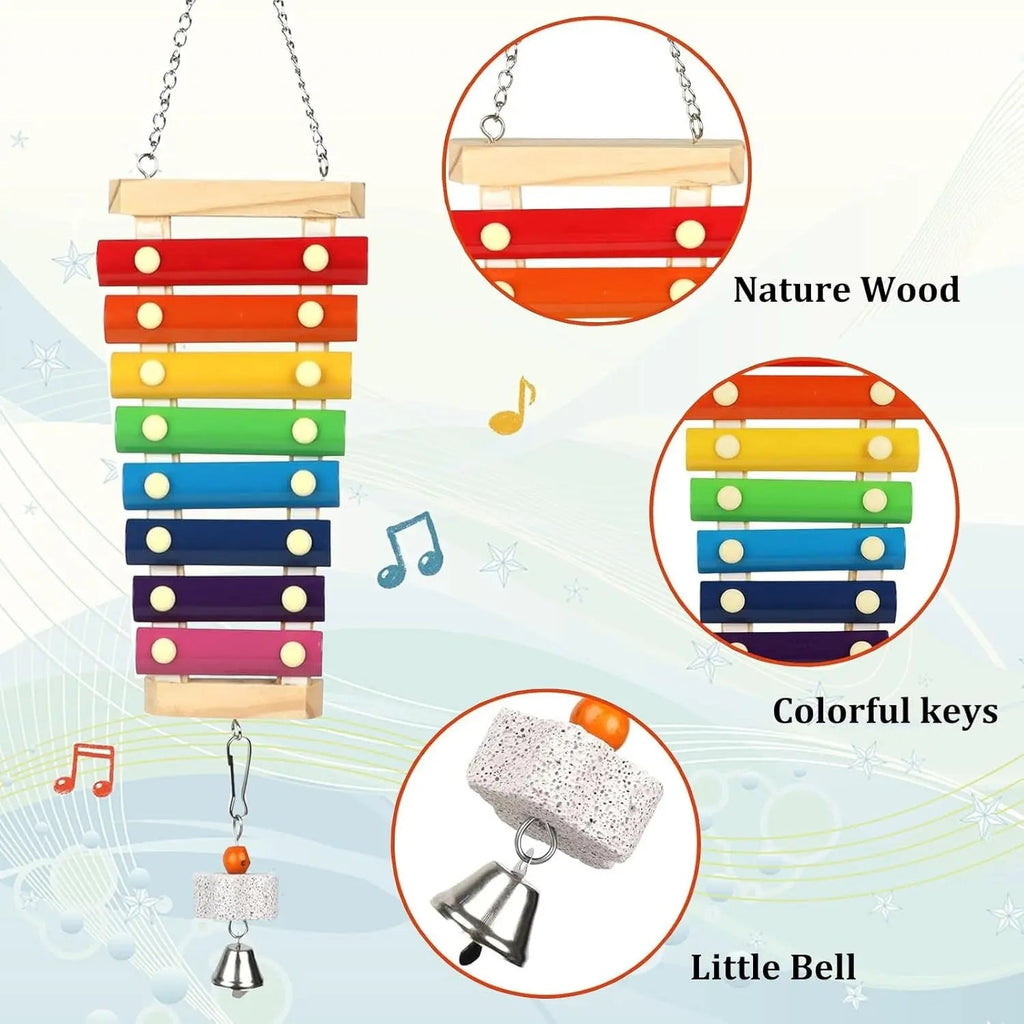 Large Xylophone Toy with Grinding Stone for Birds