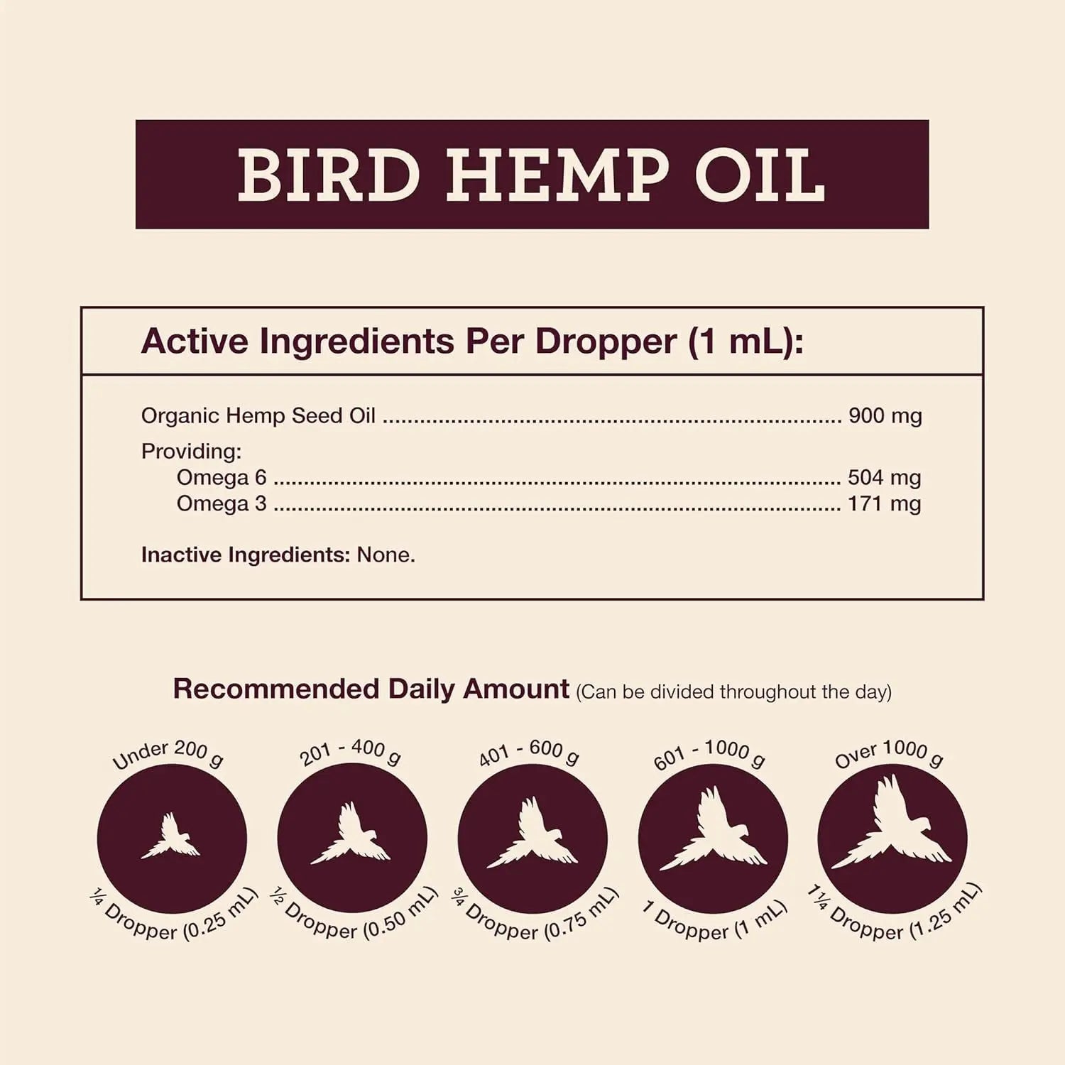 Organic Hemp Oil for Birds / 2oz