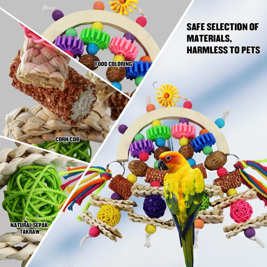 Natural Corncob & Wood Toys for Small -Medium Birds