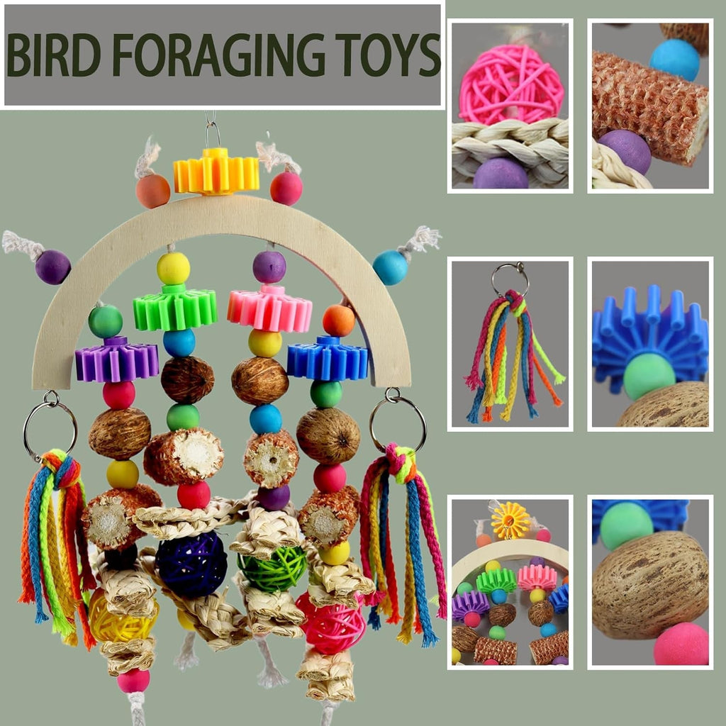 Natural Corncob & Wood Toys for Small -Medium Birds