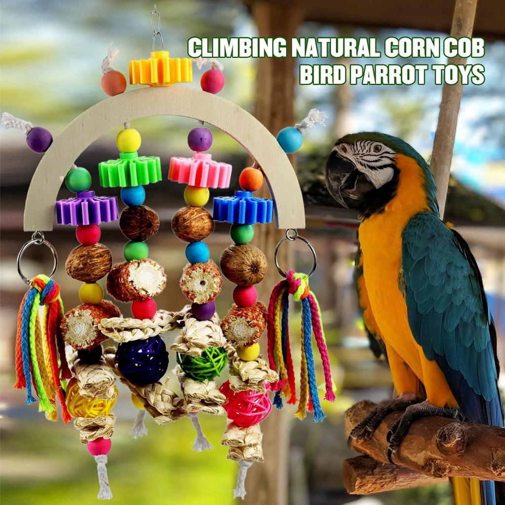 Natural Corncob & Wood Toys for Small -Medium Birds