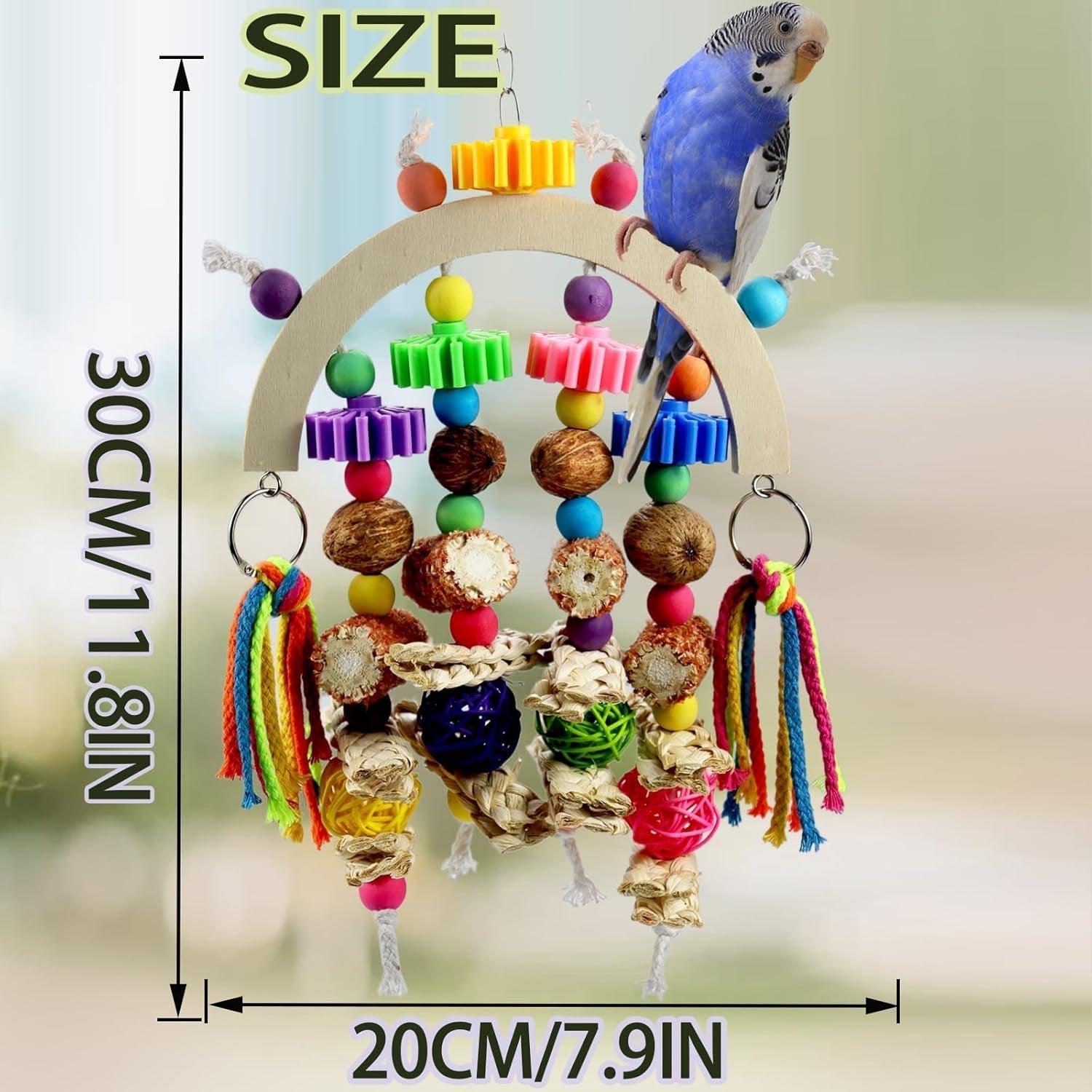 Natural Corncob & Wood Toys for Small -Medium Birds