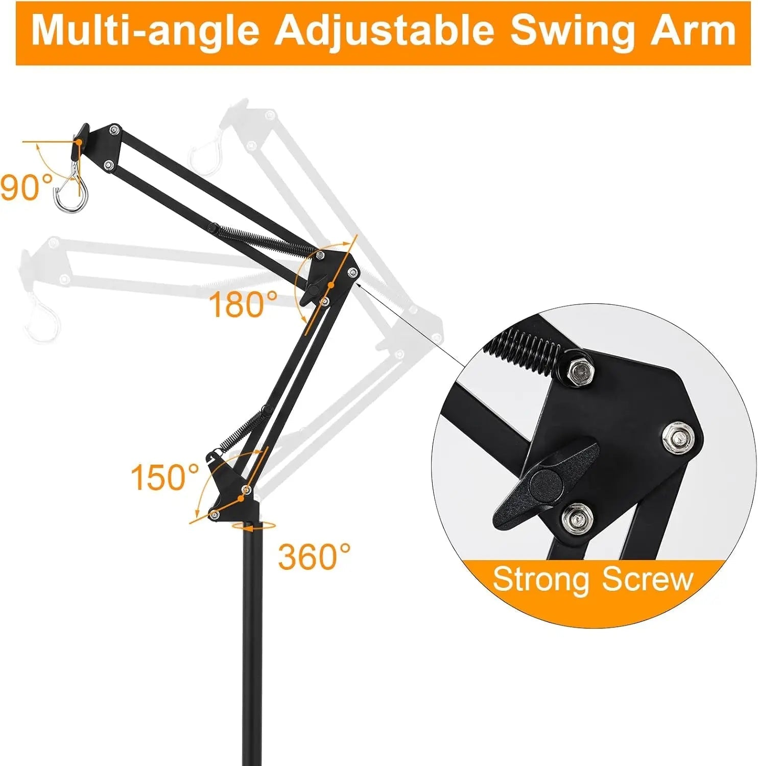 Reptile Lamp Stand w/ Adjustable Height & Swing Arm