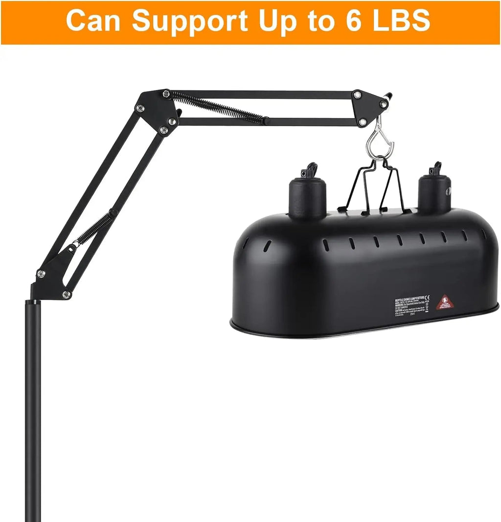 Reptile Lamp Stand w/ Adjustable Height & Swing Arm