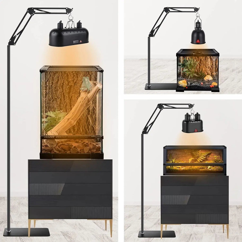 Reptile Lamp Stand w/ Adjustable Height & Swing Arm