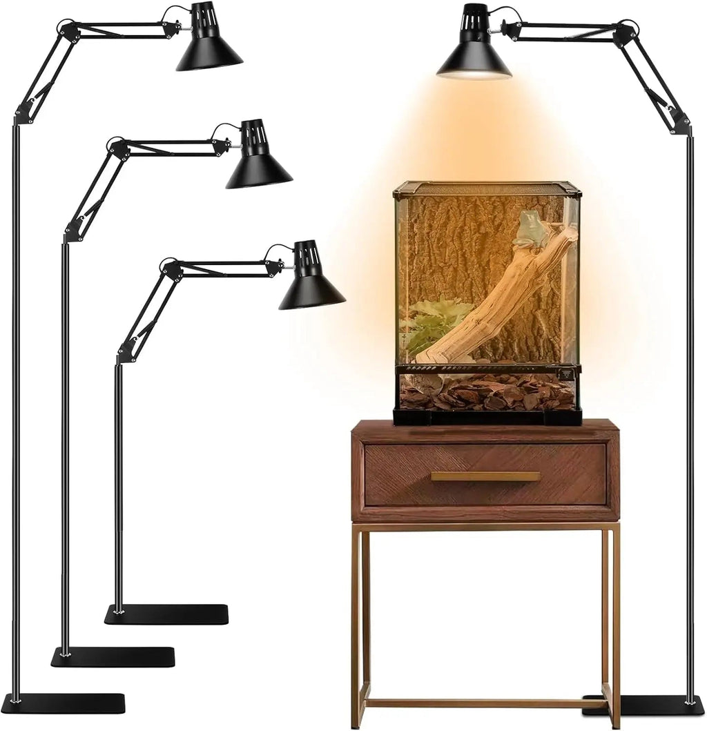 Reptile Lamp Stand w/ Adjustable Height & Swing Arm