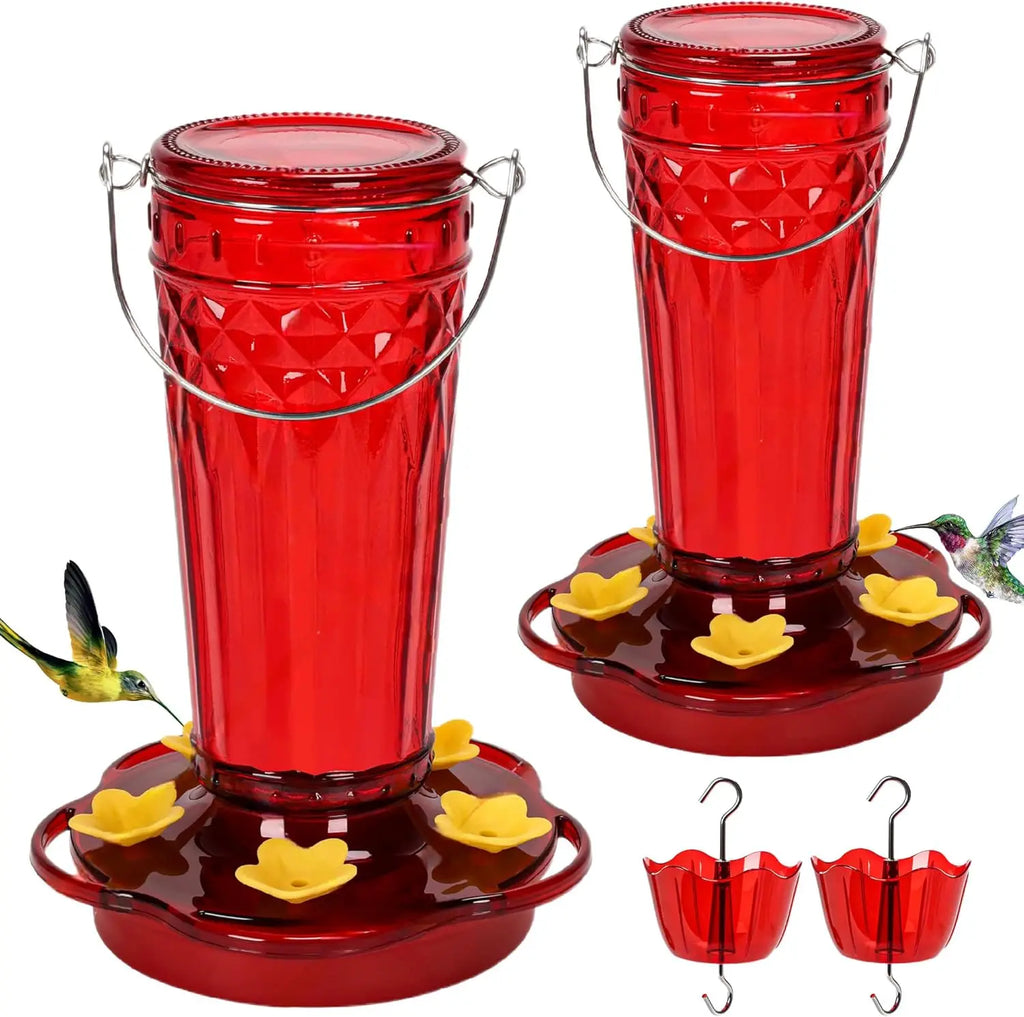 2-Pack Glass Hummingbird Feeders
