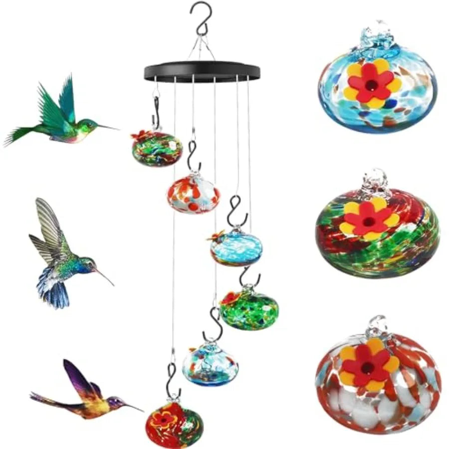 Hand Blown Glass Hummingbird Feeder