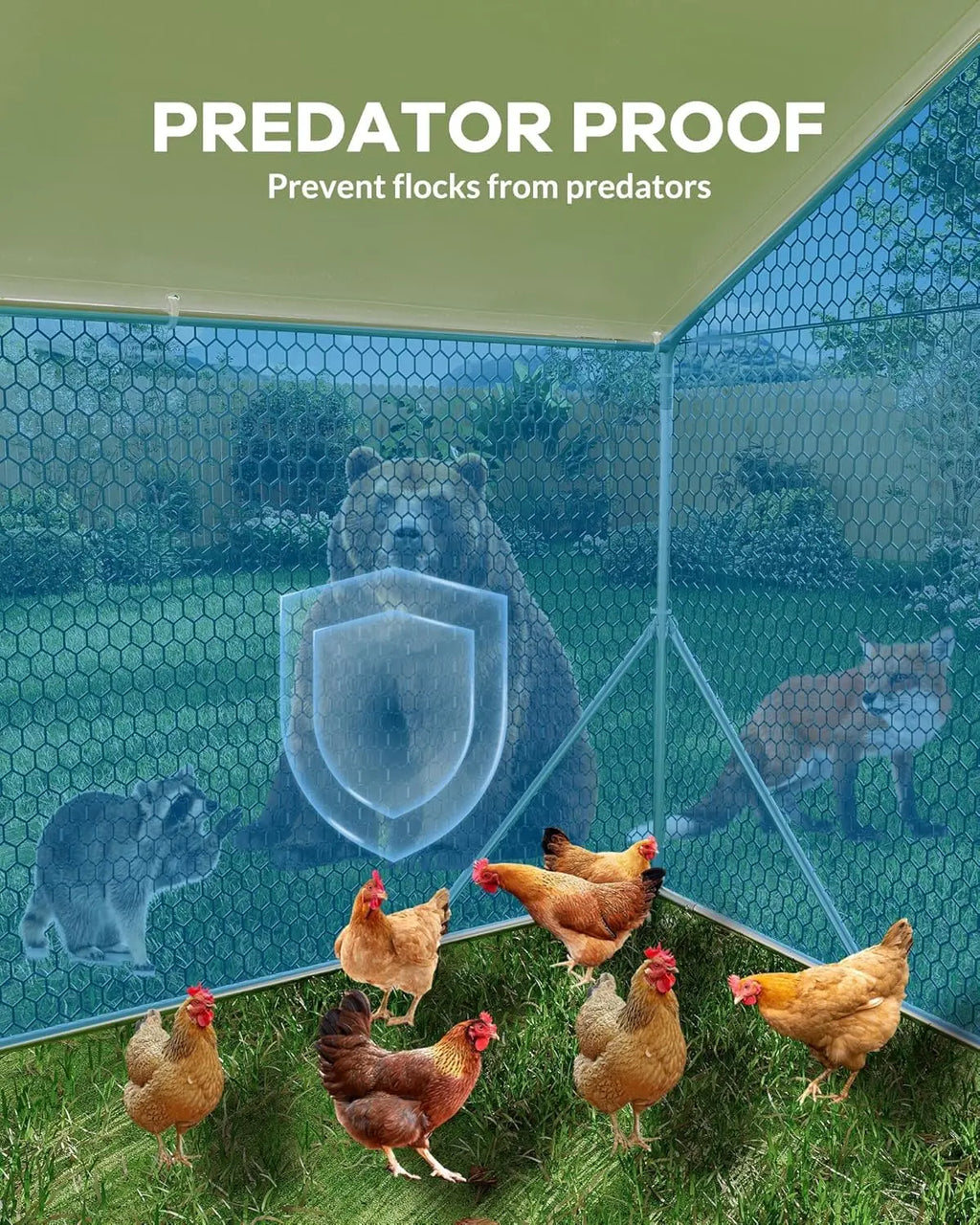 Large Metal Chicken Coop with Run